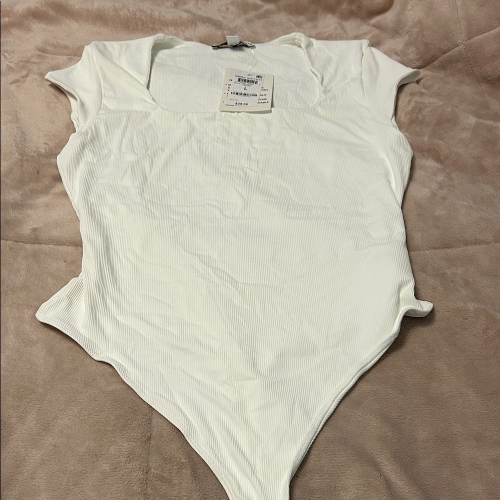 Zara Cream Ribbed Bodysuit